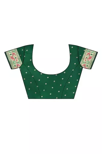 Green green silk blend woven design sarees