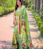 Green woven design zari paithani saree
