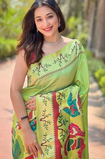 Green woven design zari paithani saree