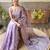 Lavender burberry silk floral embroidered saree with unstitched blouse piece