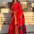 Red ethnic motifs woven design zari designer paithani saree