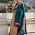 Teal floral woven design zari paithani saree