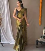 Green woven design zari tissue saree