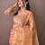 Peach woven design zari tissue saree with unstitched blouse piece