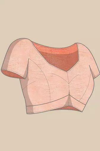 Peach woven design zari tissue saree with unstitched blouse piece