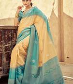 Yellow floral zari kanjeevaram saree