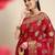 Red ethnic motifs zari woven banarasi saree