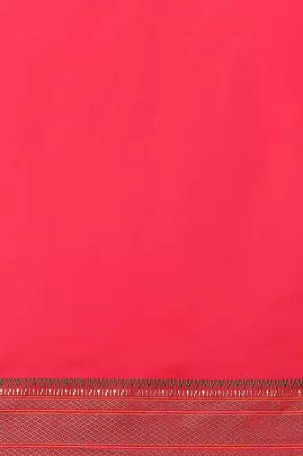 Pink fuchsia pink & gold-toned woven design silk cotton banarasi saree