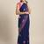 Navy blue navy blue embroidered pure georgette saree
