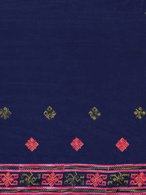 Navy blue navy blue embroidered pure georgette saree 3