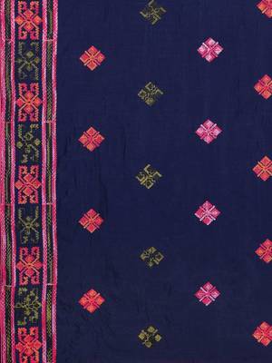 Navy blue navy blue embroidered pure georgette saree 4