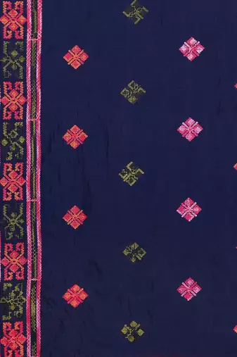 Navy blue navy blue embroidered pure georgette saree