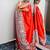 Red ethnic motifs satin saree