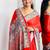 Red ethnic motifs satin saree