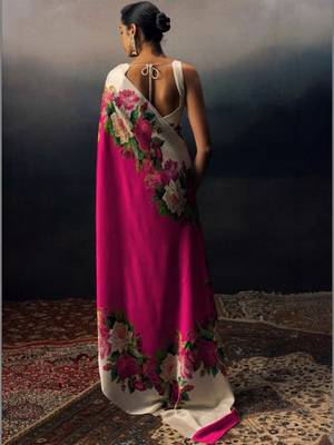 Multicolor floral satin designer saree 2
