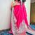 Pink ethnic motifs satin saree