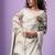 Off white satin designer saree
