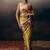 Yellow floral satin saree