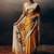 Yellow floral satin designer saree