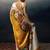 Yellow floral satin designer saree