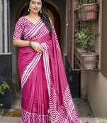 Pink batik designer chanderi saree