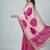 Pink bandhani embroidered silk blend heavy work saree