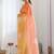 Yellow floral embroidered saree with unstitched blouse piece