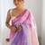 Pink floral embroidered saree with unstitched blouse piece