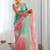 Peach floral embroidered silk blend saree