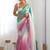 White floral embroidered saree with unstitched blouse piece