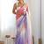 Multicolor floral embroidered silk blend saree