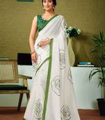 White floral pure cotton saree