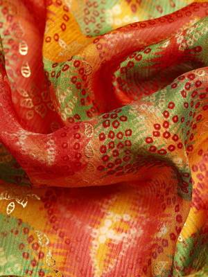 Yellow bandhani gotta patti pure chiffon designer bandhani saree 4