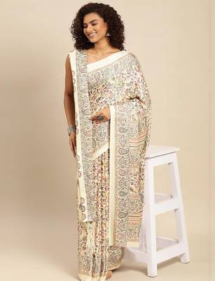 White white pashmina silk saree with unstitched blouse and shawal 1