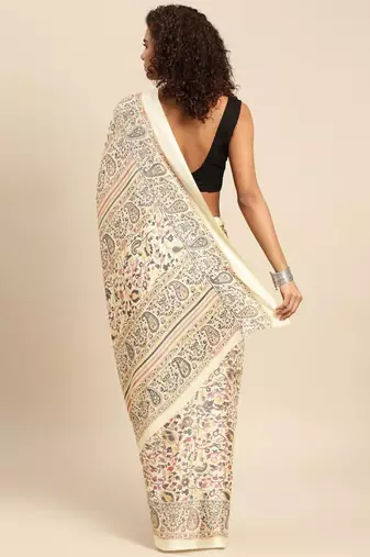 White white pashmina silk saree with unstitched blouse and shawal