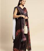Black black pashmina silk saree with unstitched blouse and shawal