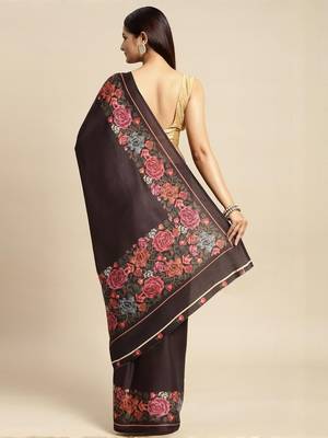 Black black pashmina silk saree with unstitched blouse and shawal 3