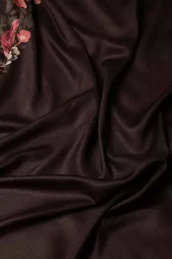 Black black pashmina silk saree with unstitched blouse and shawal