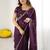 Purple embroidered saree with unstiched blouse piece