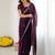 Purple embroidered saree with unstiched blouse piece