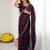 Purple embroidered saree with unstiched blouse piece