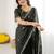 Green floral embroidered saree with blouse piece