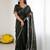 Green floral embroidered saree with blouse piece