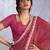 Red bandhani sequinned poly chiffon saree
