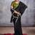 Black bandhani sequinned poly chiffon saree