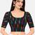 Side smocked stretchable black ikkat cotton printed non padded readymade saree blouse
