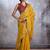 Mustard bandhani sequinned poly chiffon saree