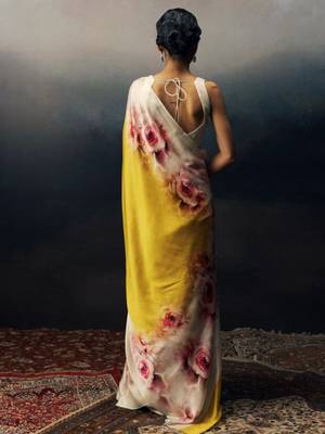 Multicolor floral satin designer saree 2