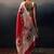 Red floral satin designer saree