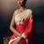 Red floral satin designer saree